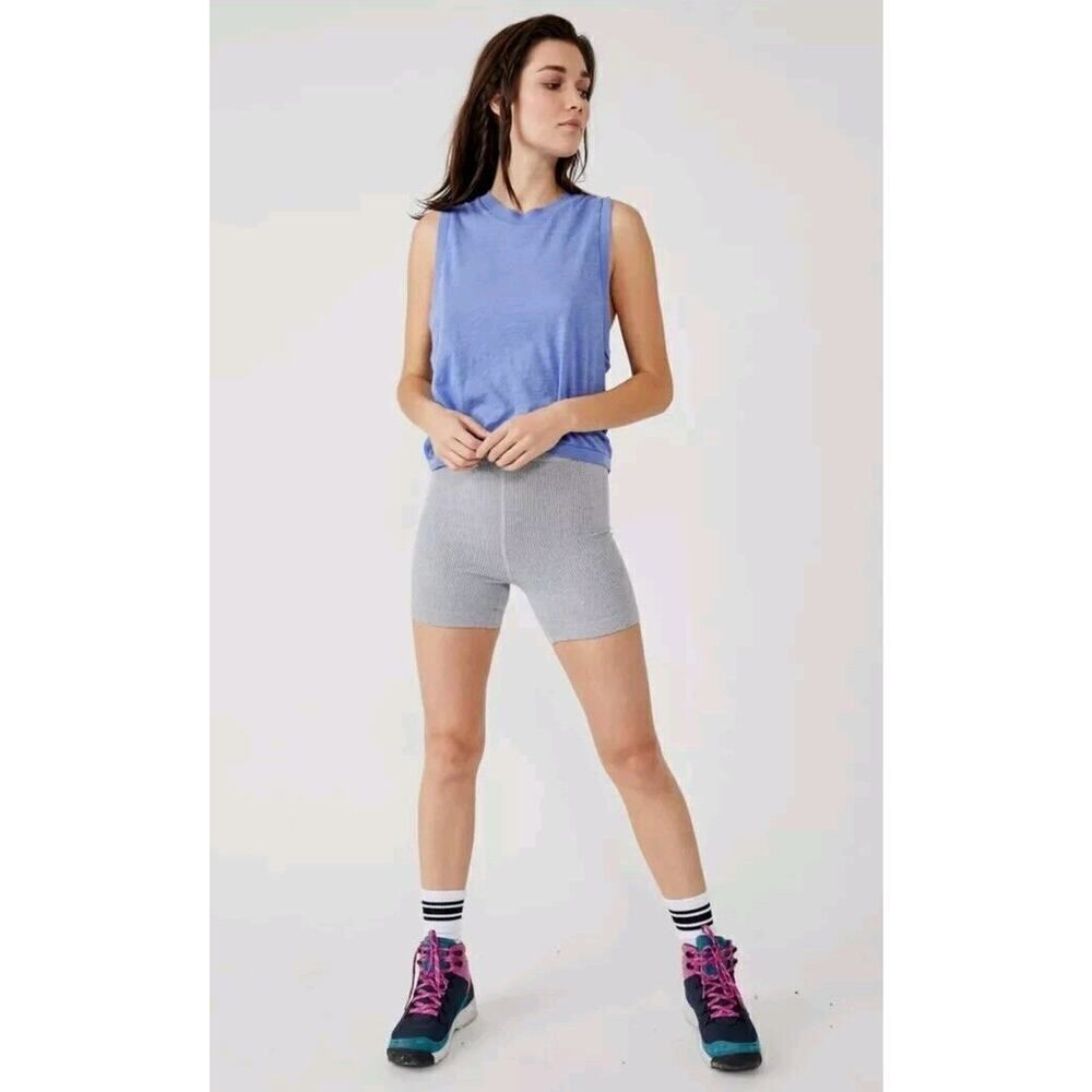 Free People‎ Movement Free Throw Gray Ribbed Athletic Shorts Sz Extra Small XS